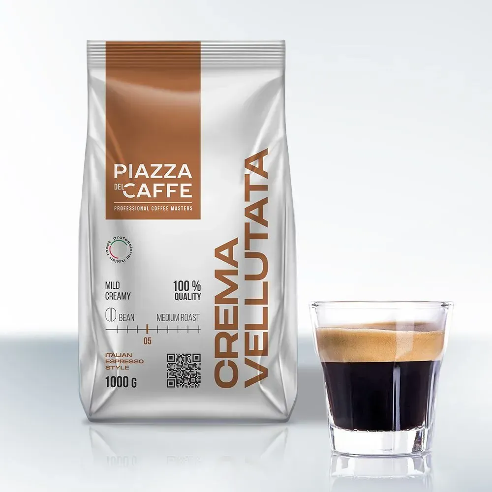 Кофе в зёрнах Piazza del Caffee Crema Vellutata, робуста, 1 кг Бишкек - изображение 1