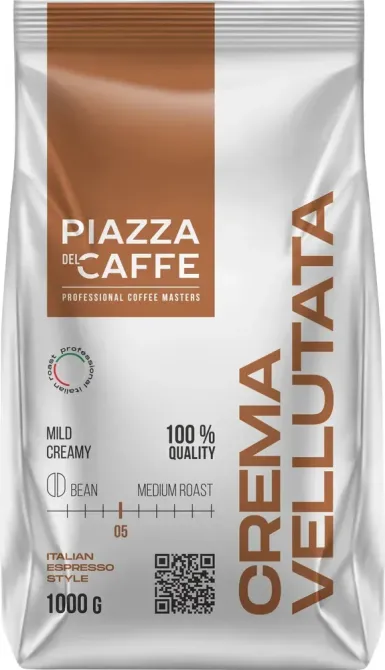 Кофе в зёрнах Piazza del Caffee Crema Vellutata, робуста, 1 кг Бишкек - изображение 4