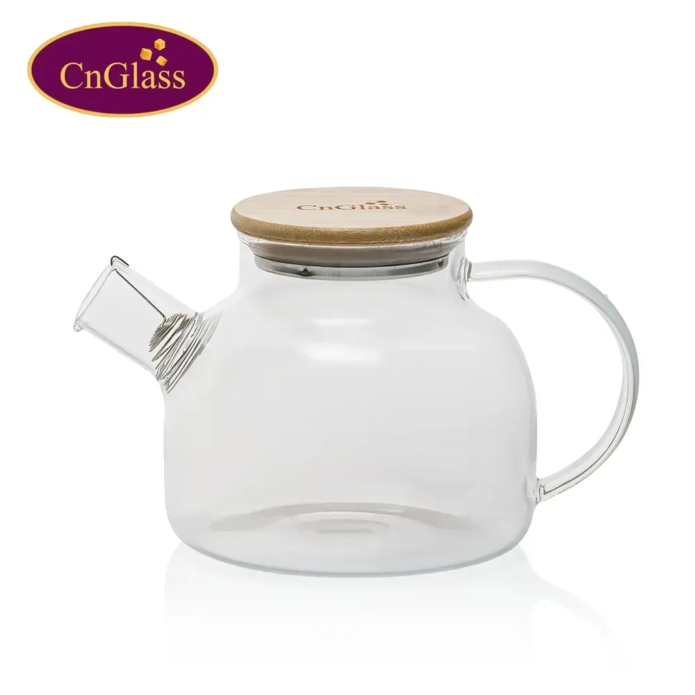 Чайник заварочный CnGlass маленький стеклянный бочонок с бамбуковой крышкой и фильтром пружинкой Бишкек - изображение 2