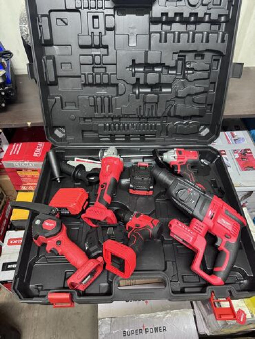 ????Набор 5в1 для дома 
Перфоратор болгарка шуруповерт Гайкаверт пила Бишкек - изображение 1