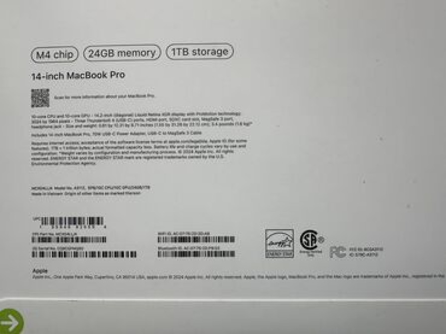 Ультрабук, Apple, 24 ГБ ОЗУ, Apple M4 Pro, 14 ", Новый, Для работы, учебы, память SSD Бишкек - изображение 2