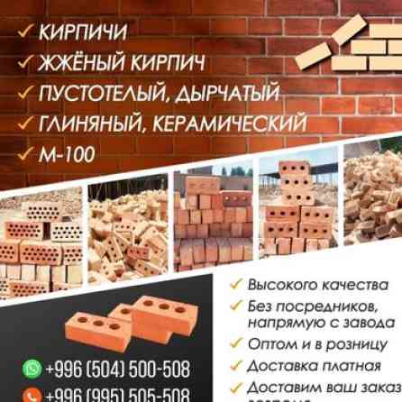 Пустотелый, дырчатый, Жженый кирпич, Полублок, 250×120×90 Бишкек