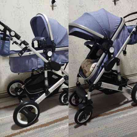 Коляска, цвет - Голубой, Б/у Бишкек