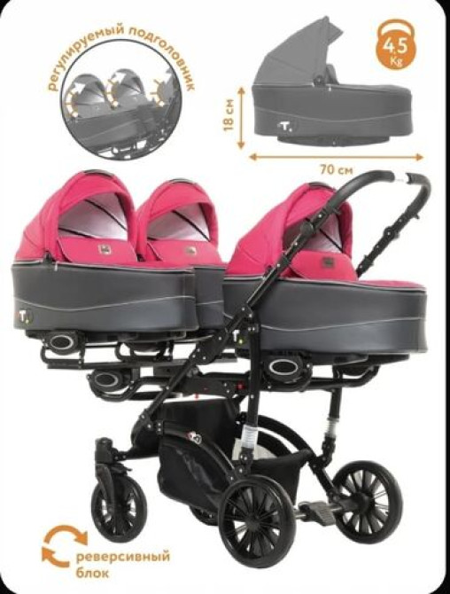 Коляска, цвет - Розовый, Б/у Бишкек - изображение 1