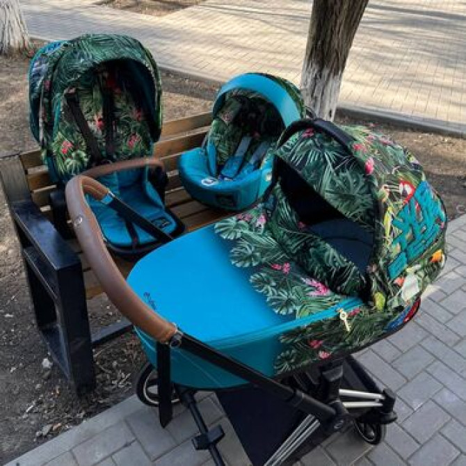 Коляска, цвет - Голубой, Б/у Бишкек - изображение 1