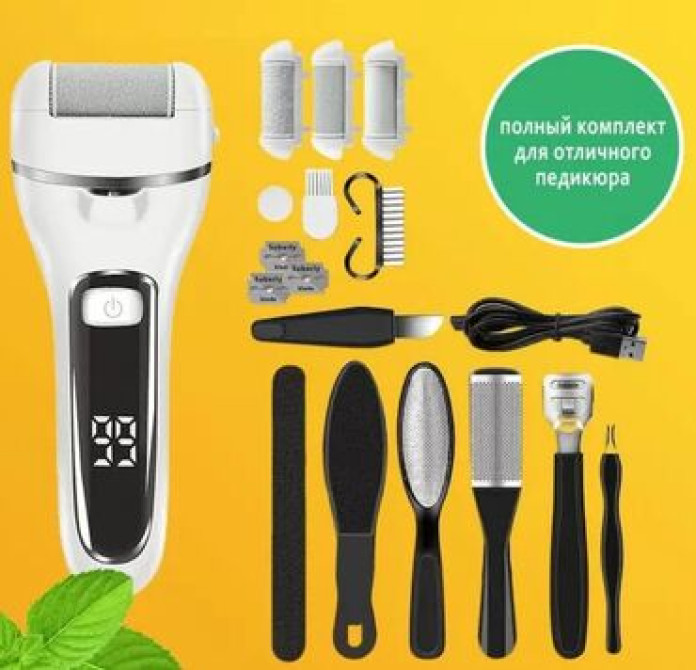 Роликовая пилка для ног с ЖК-дисплеем электрическая пемза V-601 Бишкек - изображение 1