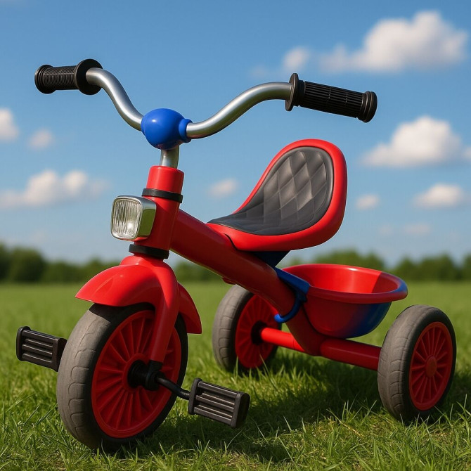 Детский трехколесный велосипед красного цвета с черным сиденьем и Бишкек - сүрөт 1