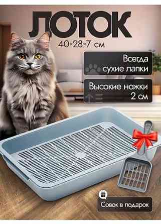 Новый Лоток для кошек и маленьких собак с решеткой. В подарок савок Бишкек