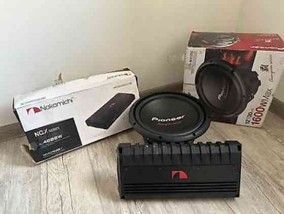 Комплект для автозвука: сабвуферы Pioneer и Sony + усилители Nakamichi Bishkek