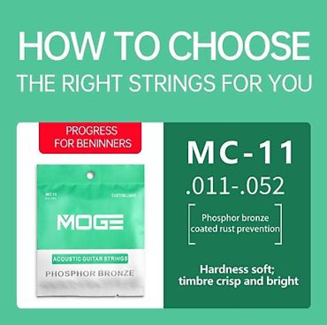 Струны для акустической гитары MOGE MC-11. Обмотка фосфорная бронза Бишкек - изображение 5