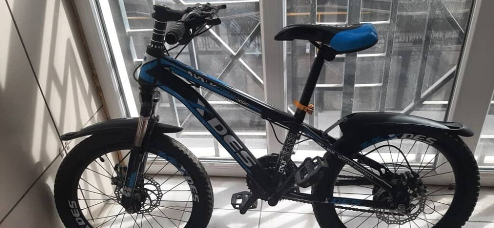 Детский велосипед с прочной черной рамой и синими акцентами. Модель Бишкек - изображение 1
