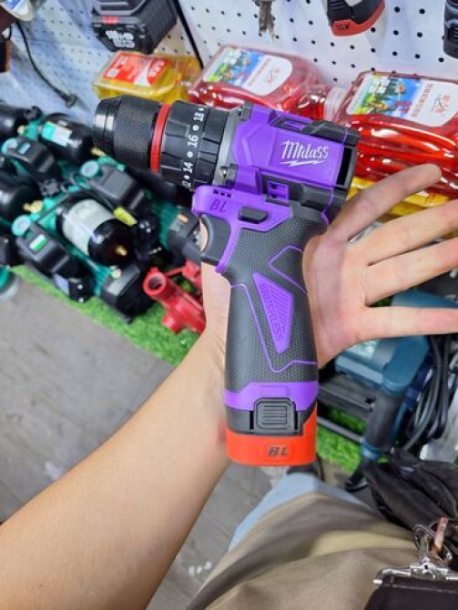 Универсальная аккумуляторная дрель-шуруповерт фиолетового цвета с Bishkek - photo 1