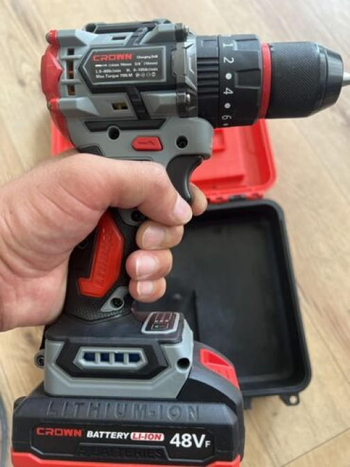 Аккумуляторная дрель-шуруповерт Crown с литий-ионным аккумулятором Бишкек - изображение 2
