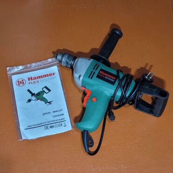Дрель, миксер, низкооборотистый, Hammer UDD 600M, патрон 13мм, 600 Бишкек - изображение 1