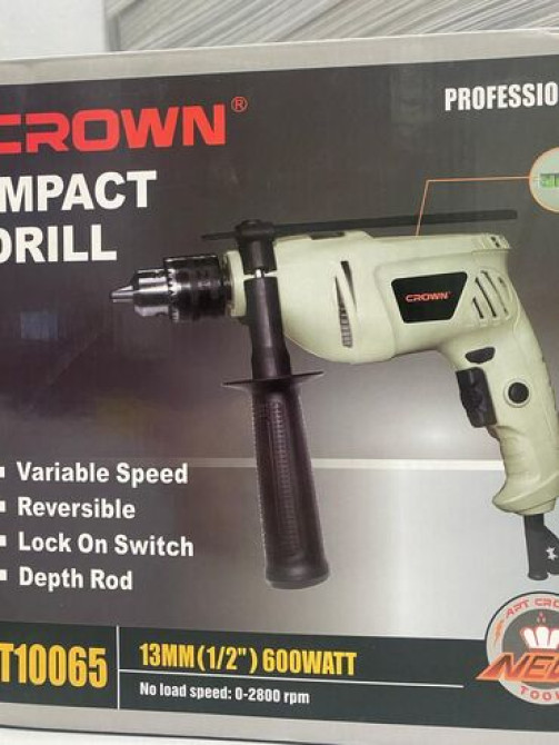 Ударная дрель Crown CT10065 мощностью 600 Вт с регулируемой скоростью Бишкек - изображение 8