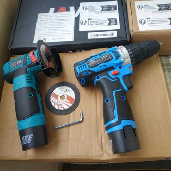 Набор: Аккумуляторная дрель-шуруповерт+аккумуляторная мини-болгарка Бишкек - изображение 2