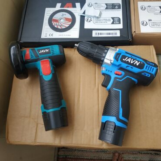 Набор: Аккумуляторная дрель-шуруповерт+аккумуляторная мини-болгарка Бишкек - изображение 1