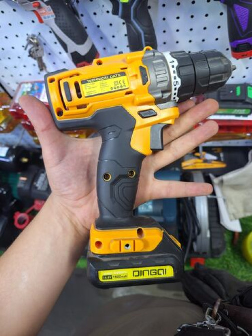 Аккумуляторная дрель-шуруповерт DINGQI в желто-черном корпусе – это Бишкек - изображение 2