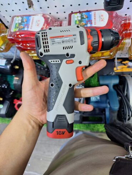 Бесщеточная дрель-шуруповерт CROWN 16V, выполненная в серо-черном Бишкек - изображение 1