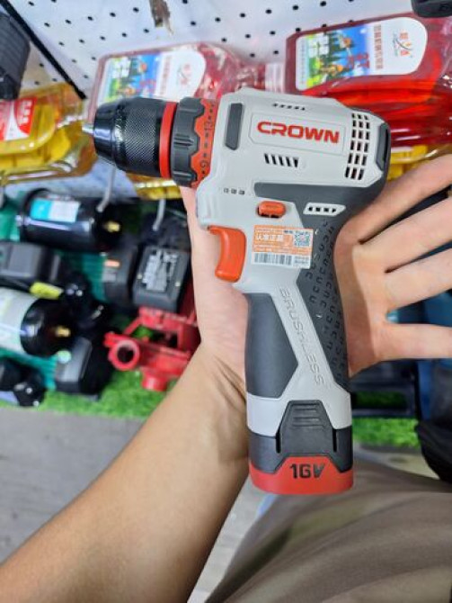 Бесщеточная дрель-шуруповерт CROWN 16V, выполненная в серо-черном Бишкек - изображение 2