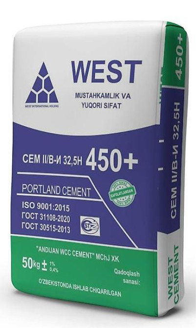 WEST (Андижан) цемент, M-450, 50 кг/м³ Бишкек - изображение 1