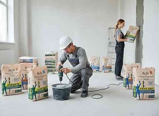 Ассортимент сухих строительных смесей AlinEX, предназначенных для Бишкек
