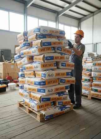 Мешки со строительной смесью AlinEX SET 301, каждый весом 25 кг. Эта Бишкек