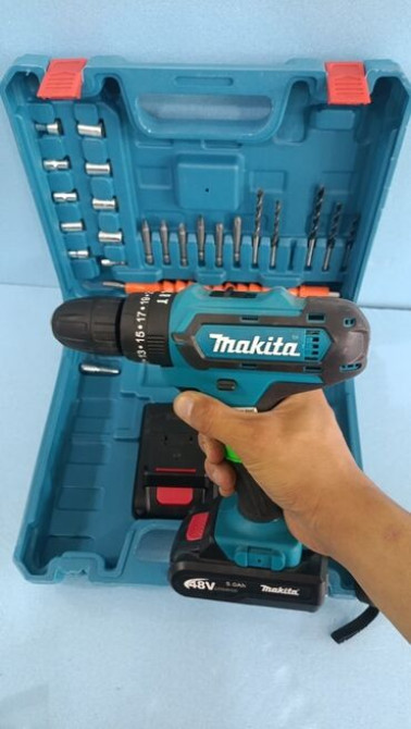 Набор аккумуляторной дрели-шуруповерта Makita в компактном синем Бишкек - изображение 2