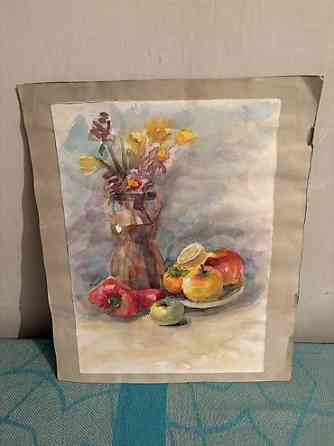 Натюрморт акварель авторск раб молод художницы разм А-4 Гравюра по Бишкек