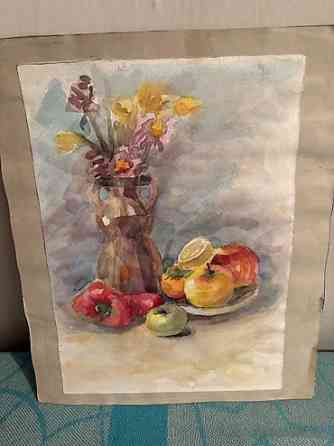 Натюрморт акварель авторск раб молод художницы разм А-4 Гравюра по Бишкек