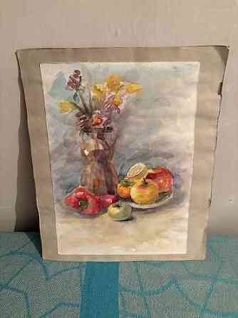 Натюрморт акварель авторск раб молод художницы разм А-4 Гравюра по Бишкек
