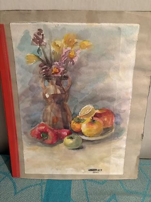 Натюрморт акварель авторск раб молод художницы разм А-4 Гравюра по Бишкек - изображение 1