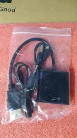 Переходник конвертер HDMI Port (папа) на VGA (мама) c аудио и кабелем Бишкек