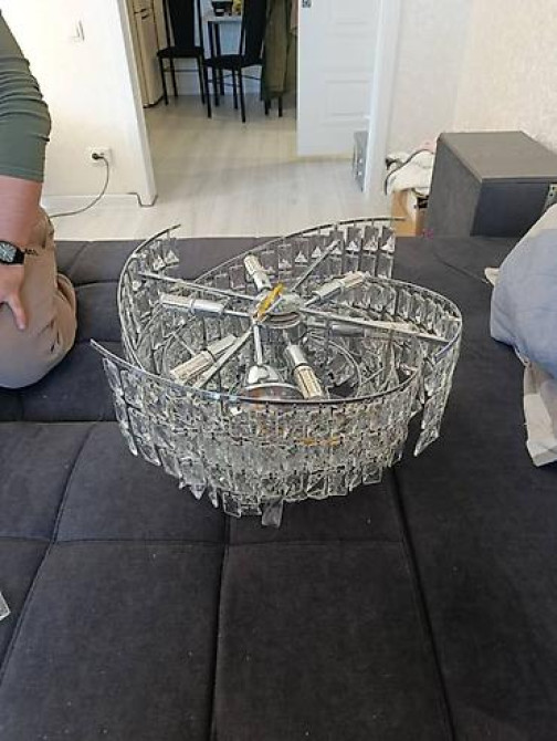 Кристаллическая подвесная люстра с каскадным абажуром - Форма Бишкек - изображение 2