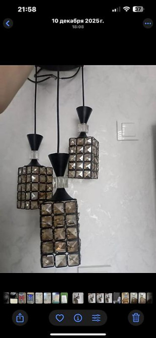 НОВАЯ Дизайнерская люстра на 3 плафона,
Отдам за 2400с Бишкек - изображение 4
