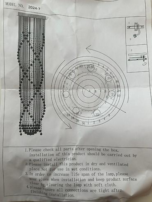 Каскадная потолочная люстра с хрустальными подвесками - Тип Бишкек - сүрөт 2