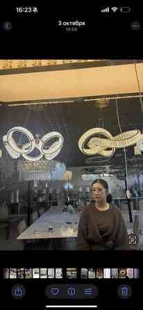 Потолочная светодиодная люстра с кристаллами и золотистой фурнитурой Бишкек