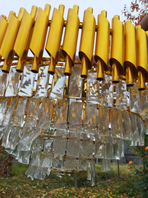 Подвесная люстра с кристаллами и золотистым каркасом. 15 лампа - Bishkek - photo 1