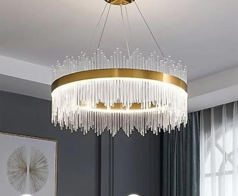 Подвесная люстра-кольцо с хрустальными подвесами - Дизайн: круглое Bishkek - photo 1