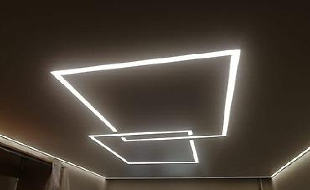 Натяжные потолки в любой сложности. Линейные световые линии в потолке Bishkek - photo 2