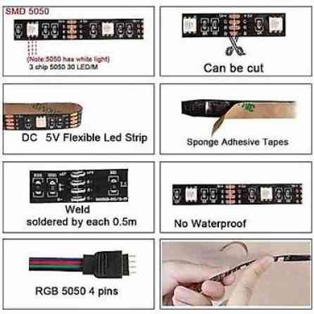 Светодиодная Bluetooth RGB 5050 USB лента для подсветки, влагостойкая Бишкек