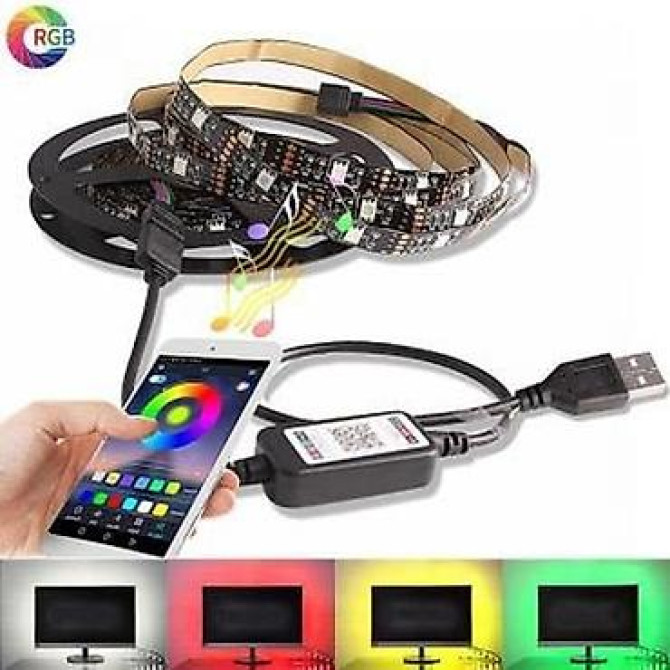 Светодиодная Bluetooth RGB 5050 USB лента для подсветки, влагостойкая Бишкек - изображение 1