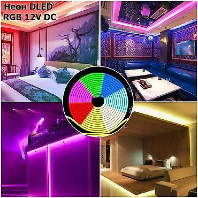 Светодиодная гибкая неоновая лента 12V-220V, RGB многоцветная. Гибкий Bishkek - photo 3