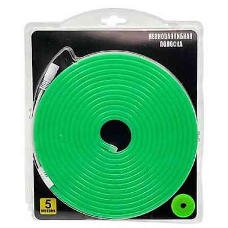 Неоновая светодиодная лента 5м 12V IP67 цвет зелёный Гибкий Бишкек