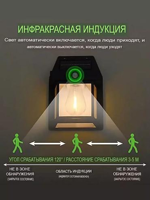 Светильник на солнечной батарее (уличный, садовый) с датчиком Бишкек - сүрөт 1