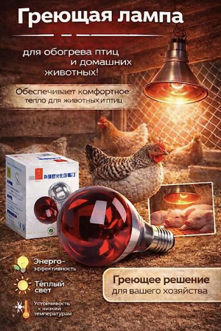 Греющая | Отопительная | Инфракрасная лампа для обогрева птиц и Бишкек - сүрөт 1