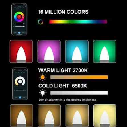 Лампочка светодиодная (свеча) E14 5W, Wifi. Умная лампочка, управление Бишкек