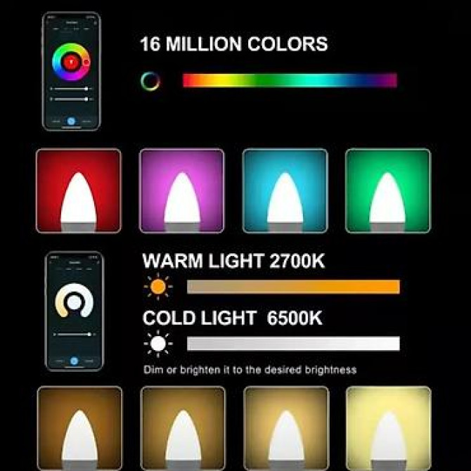 Лампочка светодиодная (свеча) E14 5W, Wifi. Умная лампочка, управление Бишкек - изображение 2