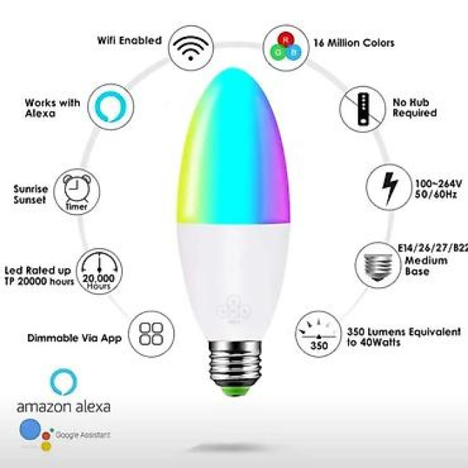 Лампочка светодиодная (свеча) E14 5W, Wifi. Умная лампочка, управление Бишкек - изображение 4