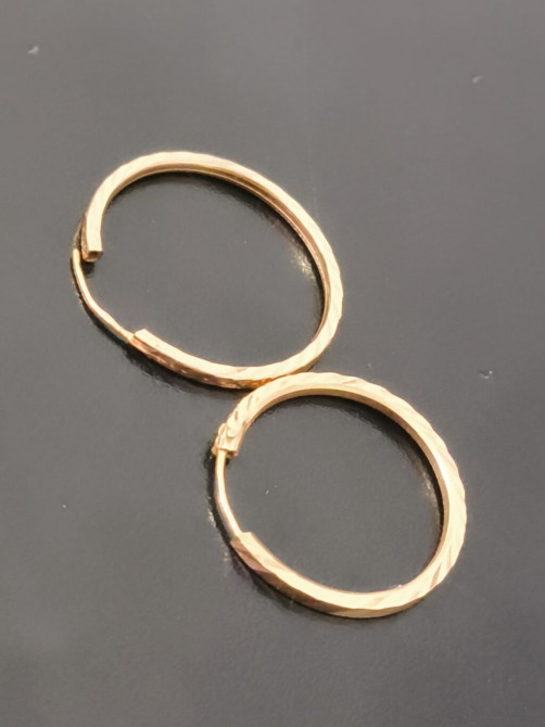 Серьги-кольца 585 пр .классическая модель. - Форма: тонкие кольца с Бишкек - изображение 1